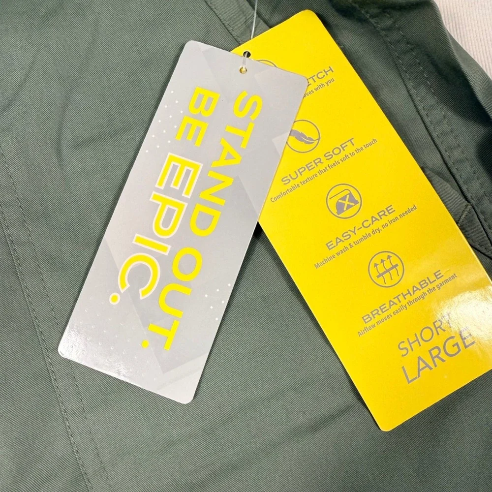 Med Works Epic Cargo Scrub Pants Large Short Olive Green Stretch 9500S